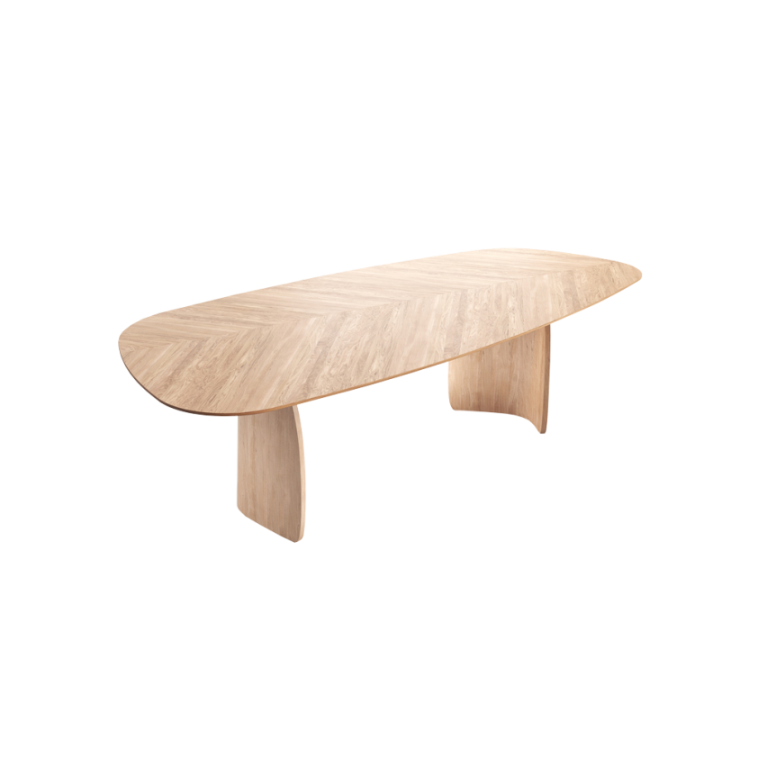 Table Dolmen avec un plateau finition point de hongrie, Mobitec