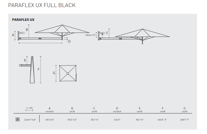Parasol Paraflex UX Full Black, Umbrosa